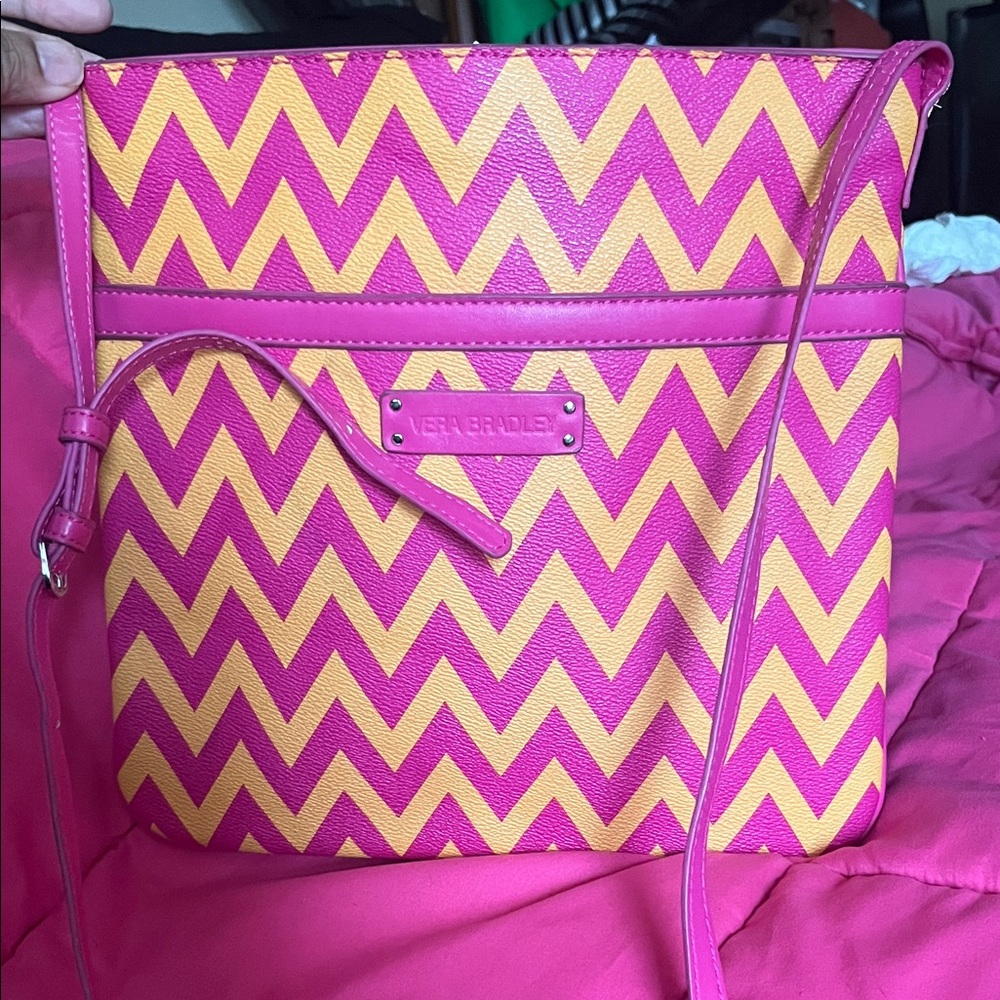 Vera Bradley Hot Pink and Yellow Chevron Crossbody